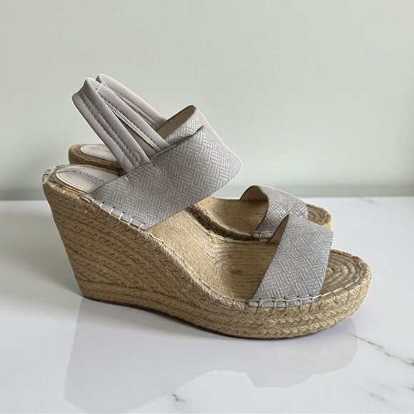 KATHERINE KELLY Gray Espadrille Wedges Size 8.5 - Picture 1 of 11